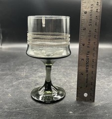Libbey Impromptu Smoke Gray Cocktail Glass Textured Stripe Replacement Vintage
