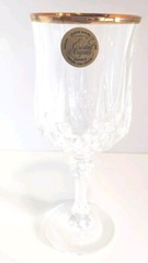 Cristal D’Arques Longchamp Gold Rim 4 x 5.75 oz Wine Glasses MADE IN FRANCE~NEW