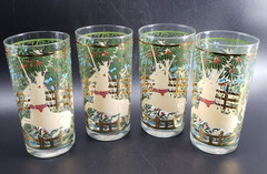 Vintage Cera «Hunt of the Unicorn» High Ball Glass Set of 4 Vibrant