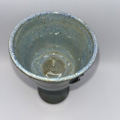 One Goblet Chalice Cup Ceramic Stoneware Art Pottery Blue Grey 6”
