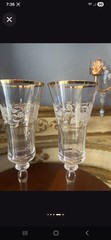 New Vintage Mikasa Antique Lace Middle Floral Band Crystal Fluted Champagne (2)