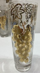 Vintage Culver ? Highball Tumblers Gold Grapes 7 MCM Bar Cocktail Drinking Glass