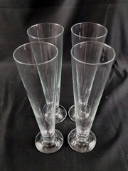 (Set of 4) Vintage 11″ Tall Pilsner Beer Glasses Flutes , Clear, Tapered