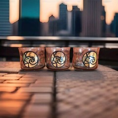 Gold Ram Low Ball Drinking Glass Clef Music Design, Instruments, Black Gold