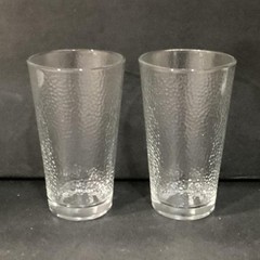 Libbey Glass Hammered Clear Tumblers, Set of 2, Textured Drinking Glasses