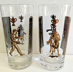 Vintage Sport Champion Drinking Glasses Kentucky Derby Boxing Bowling Champion 5
