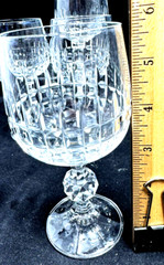 Belfast Bohemia Crystal Wine Glasses Four (4) 5.75″ Cross Cut Faceted Ball Stem