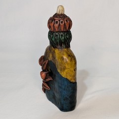 Handcrafted Fantasy Potion Bottle Flask Resin Art Quartz Crystal Finial 6.5 in