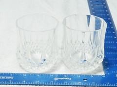 Pair (2) Longchamp by Cristal D’Arques-Durand GLASS DIAMOND PATTERN