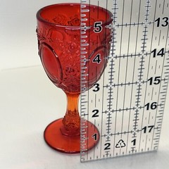 Fenton Mirrors & Roses Ruby By LG Wright Glasses (2) Vintage 5″ Goblet Amberina