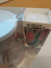NOS VINTAGE ANCHOR HOCKING 5 PIECE JUICE SET, TULIP TIME, NEW IN SEALED PACKAGE