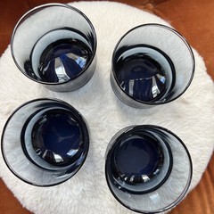 Vintage Libbey Glass Tumblers SET OF 4 Apollo Blue 3 1/4″ Tall Holds 6 oz