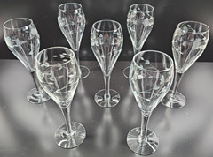 7 Princess House Heritage Champagne Tulips Set Clear Floral Etched Stemware Lot