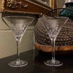 2 Waterford Crystal 14 Ounce Lismore Oversized 7 3/4″ Martini Glasses – Pristine