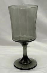 Libbey Smoke Gray Optic Swirl Water Goblets Set 5 Wine Glass Vintage MCM 1970s