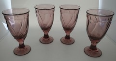Vintage Noritake Sweet Swirl Amethyst Goblet●Iced Tea Glasses 7.25in●4 Piece Set