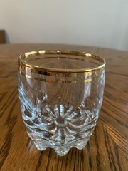 Vintage Pasabahce Whiskey Tumblers, Set Of 4, Panel Optic Design, 24 C Gold Rim