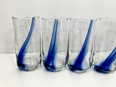 Set 6 Greenbrier Blue Ribbon Highball Drinking Glasses