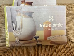 2 Sets of 3 Price Per 3-Vintage Arcoroc France Champagne Flutes Nib Clear Glass