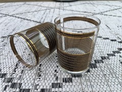 georges briard glasses lowball glasses Set Of Two Print Crocodile Gold