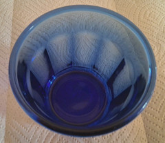 Vintage 10 Panel Cobalt Blue Tumbler Glass 3.75″R × 3.75″T Made in France 500ml