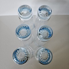6 Vintage Light Ice Blue Drinking Water Glasses Tumblers 5.5″