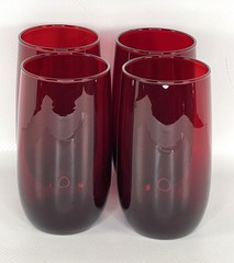 VTG Anchor Hocking Royal Ruby Red Tumblers Set of 4 12oz Glasses 5″ Tall MCM