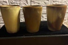 Vintage Frankoma Pottery 5L Desert Gold 12 Ounce Tumbler Glass, USA 1940-1950