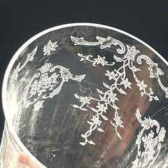 7 Vtg Fostoria Navarre Clear Etched Flowers Footed Juice Glass Tumblers 4 5/8″