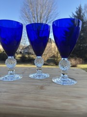 Morgantown GOLF BALL COBALT RITZ BLUE 6 3/4″ – 9 OZ GOBLETS~Set Of 3