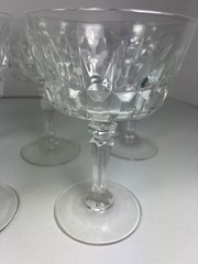 Set of 7 Vintage Crystal Champagne Coupe Sherbet Dessert Glasses Faceted Stemwar