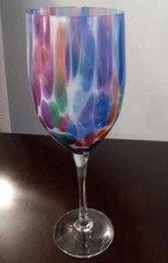 The Glass Forge Kaleidoscope WINE GLASS ~ Rainbow Frit Color MINT 2003