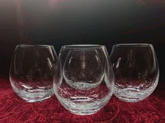 Pier 1 Crackle Clear Stemless Wine Glasses – Set/4 – 16oz *Great Condition *