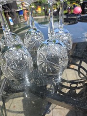 Gorham Rosewood Crystal Water Wine Glasses Contemporary Set Of 5