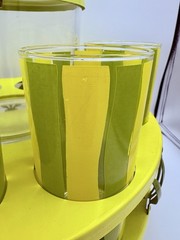 McM daisy drink caddy with striped Lemonade Barwear glasses Yellow Green” Read”