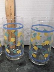 Tulip Tall Drinking Glasses Blue Stripes Spring Summer Refresh 16 oz 90’sVintage