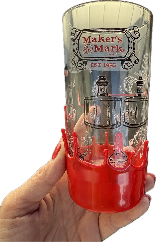 Maker’s Mark Highball Glass Star Hill Farm Hand Dipped Red Wax Barware Set of 6