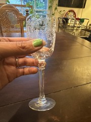 8 Vintage Fosteria Butterfly Etched Stemware Glasses