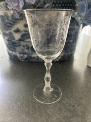Vintage Set of 4 Fostoria Navarre Clear Crystal Large Claret/Wine Goblet 6.5”
