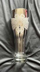 World Series Of Poker Custom Etched Glass W/Glitter Accent Mirrored 22oz Pilsner
