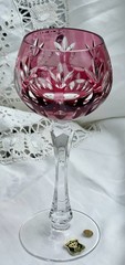 Vintage Nachtmann Crystal Cut to Clear Bamburg Hock Wine Goblet, Red, Germany