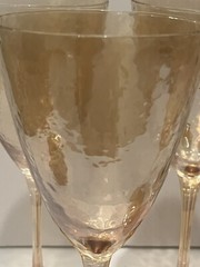 5 Amber Gold Marigold Luster Hammered Zoey Goblet Glasses Wine Water 9”