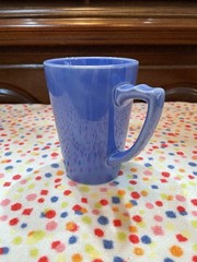 Homer Laughlin Riviera Handled Tumbler Mauve Blue Excellent