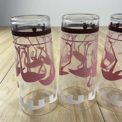 Pink Flamingo Circus Tumbler Hazel Atlas Vintage Glass Tumblers Set of 4