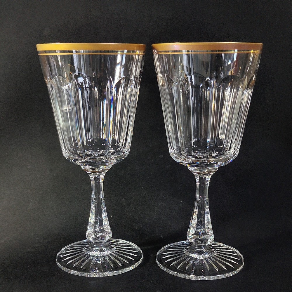 OSCAR DE LA RENTA DRESDEN WATER GLASSES, Cut Lead Crystal, 7 3/8″, FRANCE, 2PCS