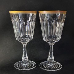OSCAR DE LA RENTA DRESDEN WATER GLASSES, Cut Lead Crystal, 7 3/8″, FRANCE, 2PCS