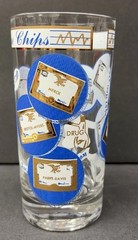 Blue Chip Stock Market Barware MCM Set 4 Rocks Glasses Georges Briard Style Rare