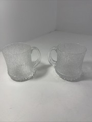 2 Vintage IITTALA CRYSTAL «Ultima Thule» Beer Mugs MCM TAPIO WIRKKALA FINLAND