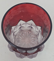 Victorian ruby stained 4″ Tall Ohara Diamond tumbler EAPG U174