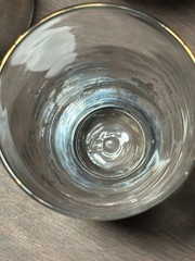 Libbey Drinking Glasses Pink Frosted Duchess Pattern & Gold Rim Set Of 5 VTG 50s